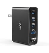 100W USB C Charger, 4-Port PD Fast Charging Station with LED Dispay, GaN Compact Foldable Laptop ...