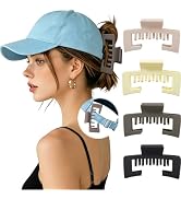 Sunolga Hat Claw Clips for Baseball Caps, 4PCS Large Trucker Hat Hair Clips for Women Non-Slip St...