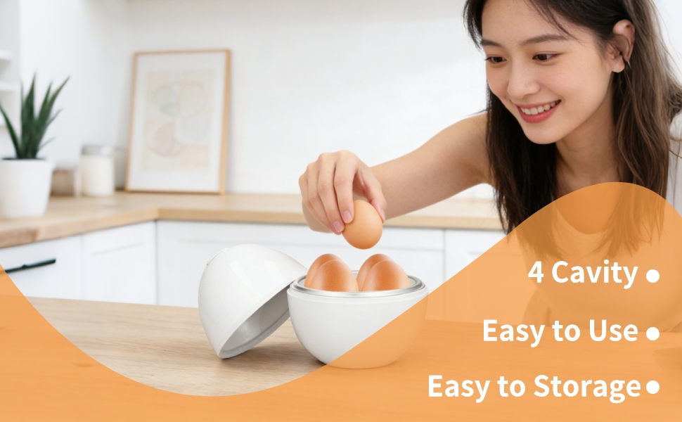 Hard Boiled Egg Cooker, Electric Cooker 4 Eggs Capacity Compact Design Microwave Function Boiler
