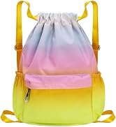 HOLYLUCK Drawstring Backpack Sports Gym Bag Water Resistant String Bag Cinch Sackpack with Side Z...