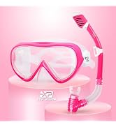 Kids Snorkel Set, Child Diving Mask Anti-Fog Swim Goggles and Dry Snorkel Children Snorkeling Gea...