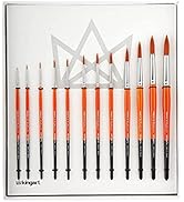 KINGART 1080D Premium Radiant Series Golden Synthetic Brushes, Set of 12, for Acrylic, Oil and Wa...