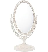 Uonlytech Oval Dressing Mirror Tabletop Makeup Mirror, Vintage Oval Shaped Makeup Mirror Swivel C...