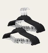 ManGotree Pants Hangers with Movable Clips, Non-Slip Velvet Skirt Hangers, Space-Saving Clothes H...