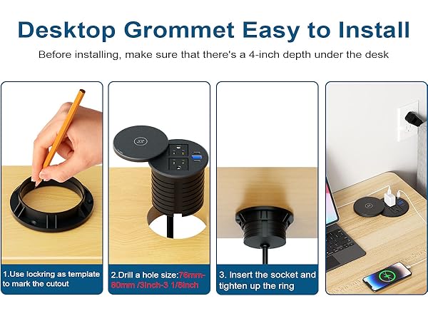 recessed power grommet