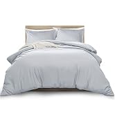MOONLIGHT20015 Twin Duvet Cover Set Silver - Soft Brushed Microfiber 2 Pieces with Button Closure...