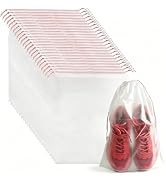 PLULON 26 Pcs Clear Shoe Bags Waterproof Drawstring Bag for Travel | 15.7" x 11.8" Transparent St...