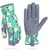 Womens Gardening Weeding Working Gloves, Leather Garden Glove for Women Thorn Proof No Stab for D...