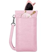 Fintie Double Eyeglasses Pouch with Carrying Strap, Portable Squeeze Top Microfiber Soft Glasses ...