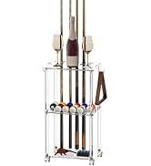 Sumerflos Acrylic Pool Stick Holder with Casters - Hold 10 Cues & 16 Balls Clear Pool Cue Rack fo...