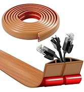 BEIEBIJOB 10ft Self Adhesive Floor Cord Cover,Cable Cavity:0.61"(W) x 0.32"(H),Heavy Duty Soft PV...