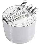 Stylish 7.5 Inch Silver Cake Plates with Disposable Forks and Cocktail Napkins (100 Set) - Small ...