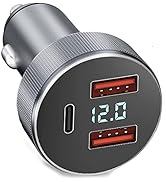 72W USB C Car Charger, 3 Ports 12V USB Charger Dual QC3.0 and 36W PD Metal Mini Fast Car Charger ...