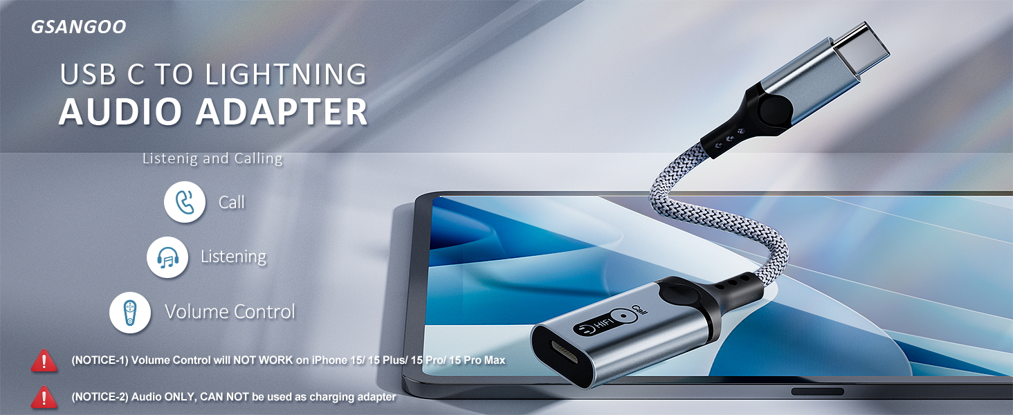 USB C to Lightning Headphone Adapter