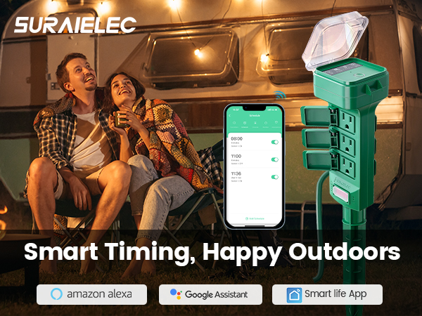 6 plug outdoor timer outdoor extension cord for christmas lights