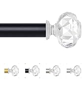 TVWOO Black Curtain Rods 28 to 48 Inch,1 Inch Curtain Rod Set,Heavy Duty Single Window Curtain Ro...