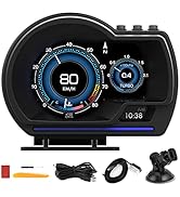 Head Up Display, Qiilu Car Head Up Display OBD2+GPS Smart Gauge Car HUD Speedometer Turbo RPM Ala...
