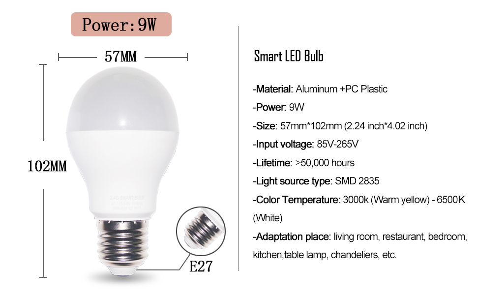 Smart Light Bulbs Home Lighting wireless remote control led bulb