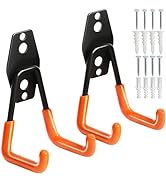 KURUI Heavy Duty Wall Hook for Hanging, 2 Pack Garage Tool Organizer Wall Mount, Metal Garage Sto...