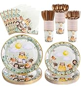 Xiangqu 175 Pcs Safari Baby Shower Decorations Serve 25, Disposable Jungle Baby Shower Plates and...