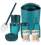 iMucci 8Pcs Blue Bathroom Accessories Set - with Trash Can Toothbrush Holder Soap Dispenser Soap ...