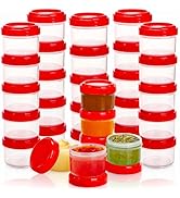 Elsjoy 30 Pack Condiment Container with Lid, 1.18 Oz Salad Dressing Container Cup To-Go Small Foo...