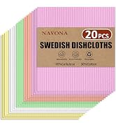 Navona 20 Pack Swedish Dish Cloths, Reusable Dish Cloths, Dish Rags for Washing Dishes - Cellulos...