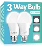 Gonhom 3 Way LED Light Bulbs 50 100 150W Equivalent, Daylight White 5000K 3 Way Light Bulbs, A19 ...