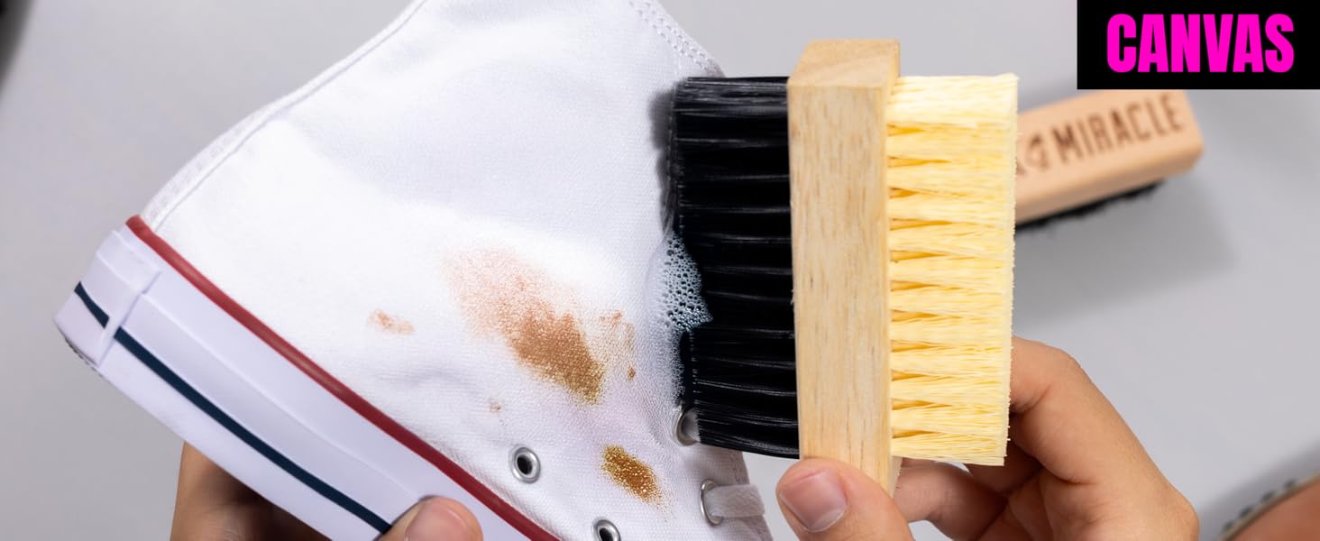 A shoe brush perfect for all washable materials