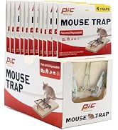 PIC Wood Mouse Traps, 4 Count, 12 Pack - 48 Traps Total