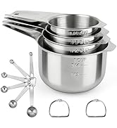 Measuring Cups and Spoons Set, 10 Piece Stainless Steel Nesting Measure Cup Includes 4 Cups & 6 S...
