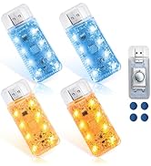LINFGWNF 4 PCS Car LED Lights, USB Plug-in Rechargeable 8 High-Brightness LED Beads, Portable Min...