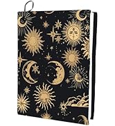CRASPIRE Sun Stretchable Book Cover Moon Star Black Washable Reusable Large Nylon Book Protector ...