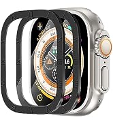 SWUU 2 Pack Tempered Glass Screen Protector with Titanium Alloy Frame Compatible with Apple Watch...