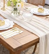 WDF 350PCS White and Gold Plastic Plates - Gold Plates Disposable 50Guest Plastic Dinnerware Idea...
