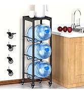 Mlinavn 5 Gallon Water Bottle Holder, 3-Tier Water Jug Rack,Water Jug Stand with Lockable Casters...