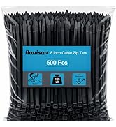 8 Inch Heavy Duty Cable Zip Ties 500 Pack, 120lb Tensile Strength, UV Resistant Nylon Wire Ties f...