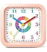 Noubnea Modern Silent Learning Alarm Clock for Kids, 4.5" Loud Battery Operated Alarm Clock for H...