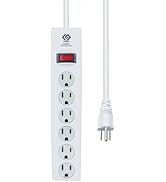 OSKOS 6-Outlet Surge Protector with 3-Foot Power Cord, 500 Joules, 15A/1800W, Wall-Mountable, UL ...