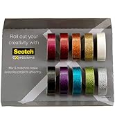 Scotch Glitter Washi Tape, 10 Rolls, Great for Use in Bullet Journal, School Supplies, Craft Supp...