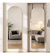 DUMOS Full Length Mirror 47x14 Inches - Arched Full Body Door Hanging Wall Mounted Aluminum Alloy...