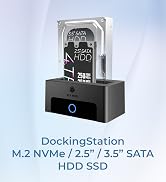 M.2 NVMe & SATA Hard Drive Docking Station, ICY BOX 10Gbps M.2 NVMe SSD Dock for 2.5" & 3.5" HDD/...