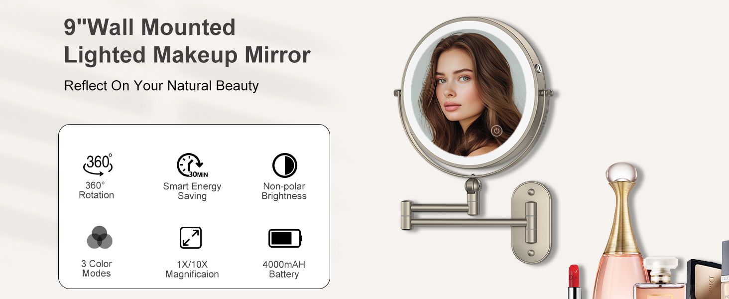 Wall Mounted Lighted Makeup Mirror