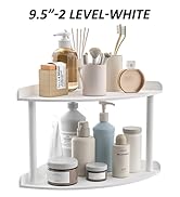 Sezanrpt 2 Tier Acrylic Corner Shelf Organizer Storage 9.5x9.5x8 Inch, White Countertop Corner Sh...