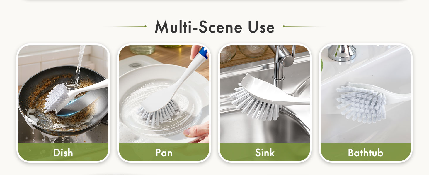 scrub brush for dishes with handle
