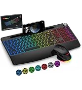 BlueFinger Wireless Keyboard and Mouse Combo Backlit, 2.4G Rechargeable Ergonomic Gaming Keyboard...