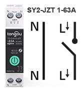 TONGOU Zigbee 3.0 Smart Switch| 1-63A Adjustable DIN Rail 1P+N| Support Tuya/Smart Life Remote Co...