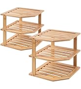 VERTORGAN Corner Shelf, Plate Organizer for Cabinet-3-Tier Bambo Corner Cabinet Shelf Kitchen Cab...