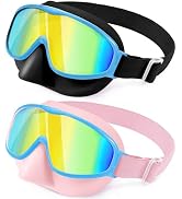 Vvinca Kids Swim Goggles with Nose Cover, Toddler Goggles Anti-Fog UV Protection, Soft Fabric Str...