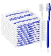 Gisdo 200 pcs Prepasted Disposable Toothbrushes Bulk Individually Wrapped Pre Pasted Soft Toothbr...